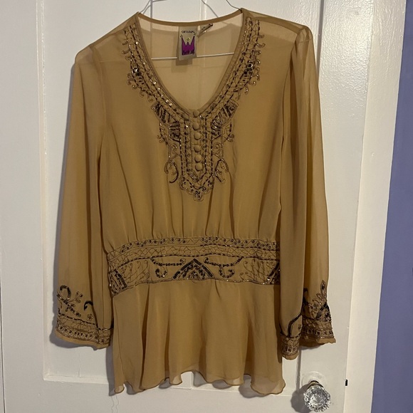 Original Antthony tan beaded shirt made in India size extra small - Picture 1 of 8